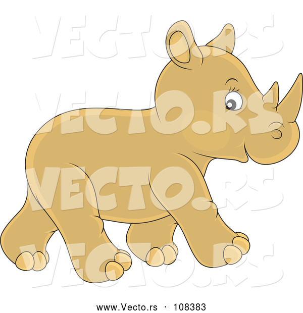Vector of Cute Baby Rhinoceros Walking