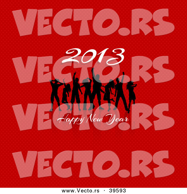 Vector of Dancers Dancing at a Happy New Year 2013 Party over Red Background
