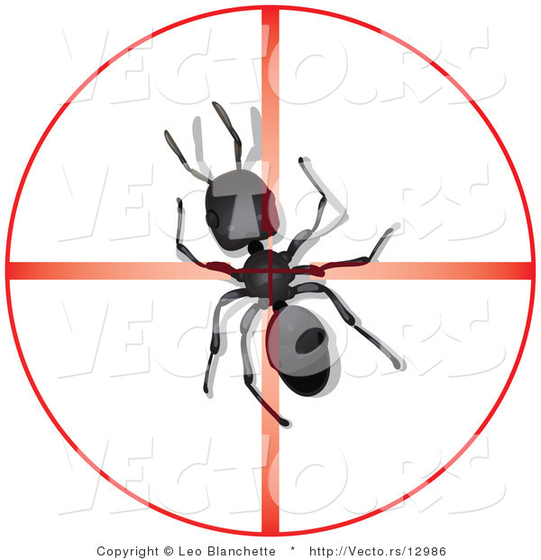 Vector of Dead Ant in Center of Reticle Crosshairs