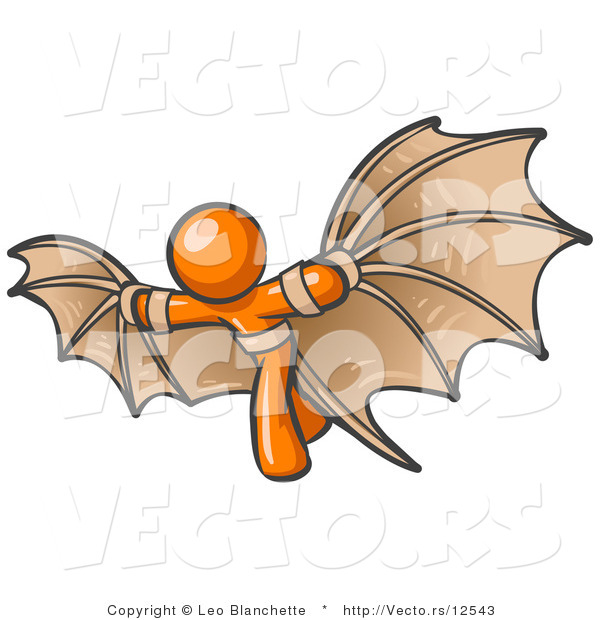 Vector of Determined Orange Guy Strapped in Glider Wings