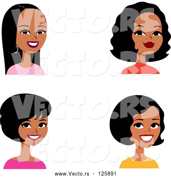 Vector of Digital Collage of Four Hispanic Ladies Smiling