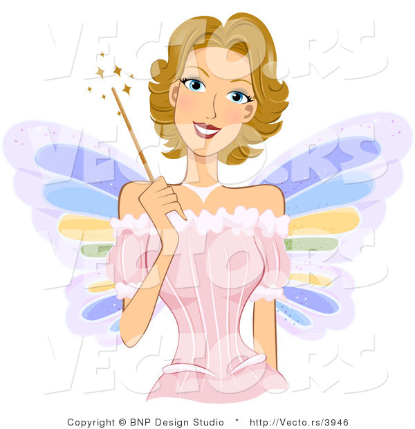Vector of Dirty Blond Fairy Girl Holding a Magic Wand