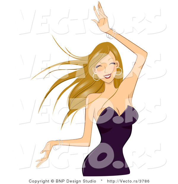 Vector of Dirty Blond Girl Dancing in a Purple Dress