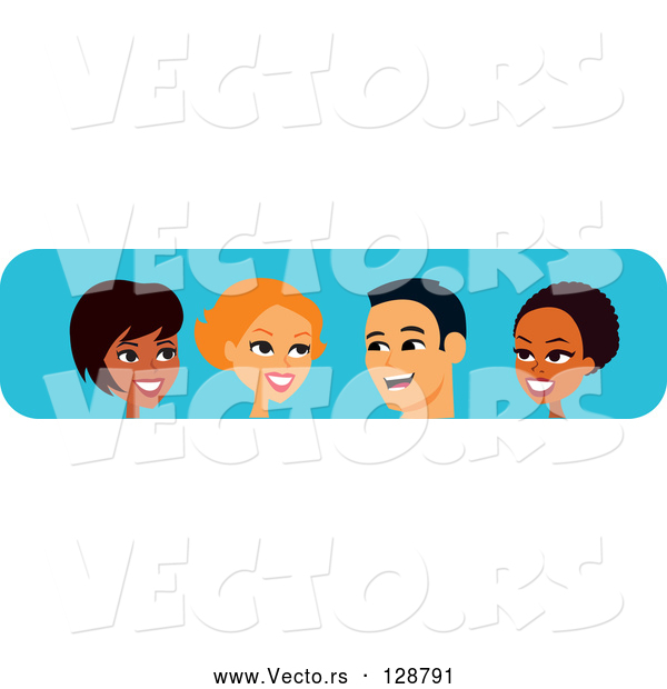 Vector of Diverse Black, White and Hispanic Men and Women Chatting