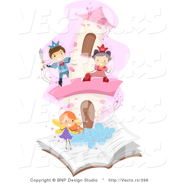 Vector of Diverse School Students Playing in a Pop-up Story Book