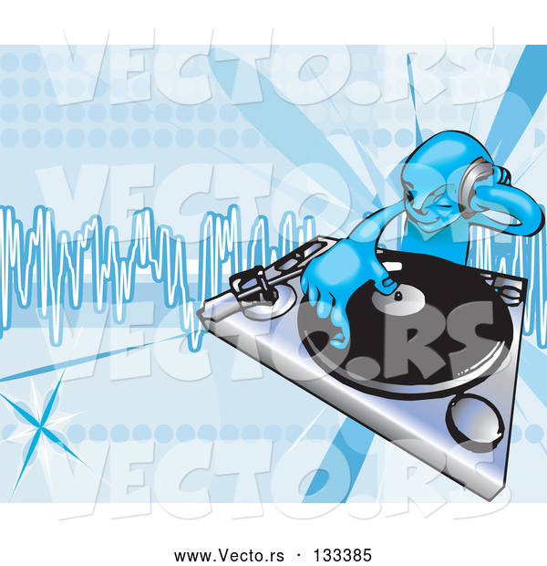 Vector of DJ Mixing Records on a Turntable