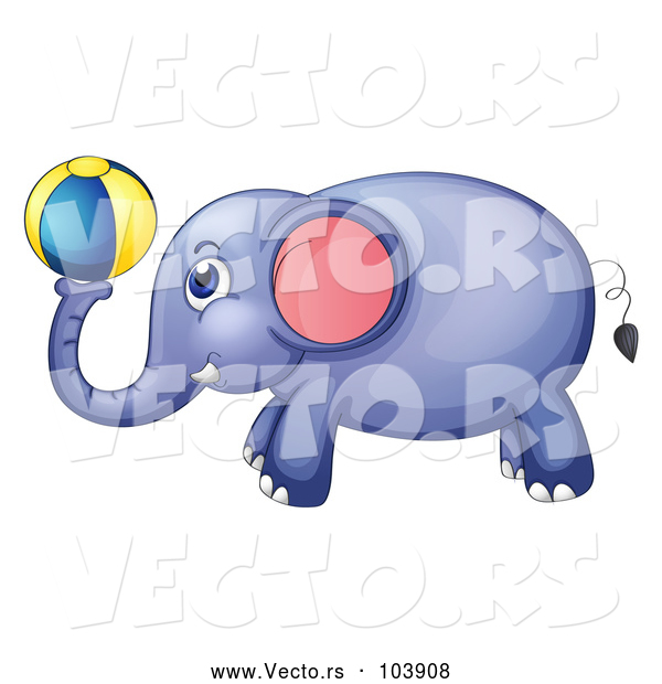 Vector of Elephant Playing with a Ball