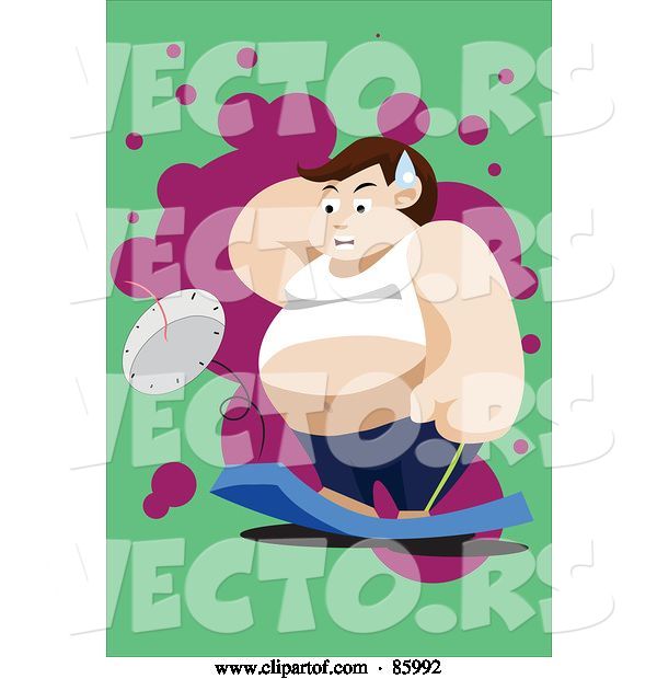 Vector of Fat Guy Standing on and Breaking a Scale