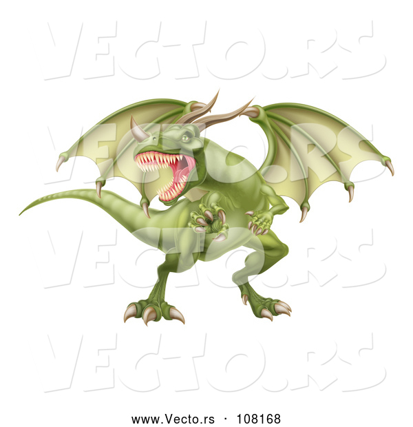 Vector of Fierce Green Dragon with a Horned Nose