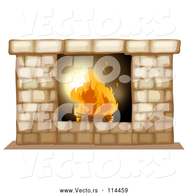 Vector of Fire Burning in a Hearth