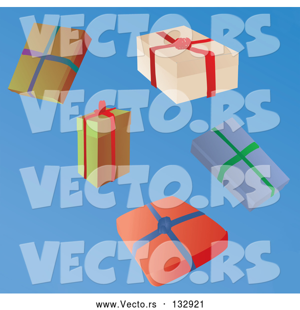 Vector of Five Wrapped Christmas Presents