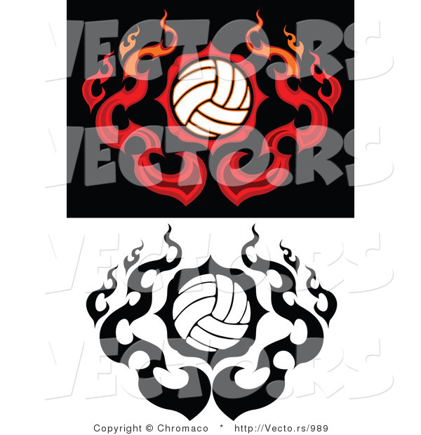 Vector of Flamed Volleyballs