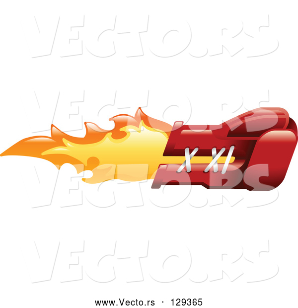 Vector of Flaming Red Boxing Glove Punching