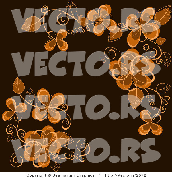 Vector of Floral Background Design with Brown Flowers