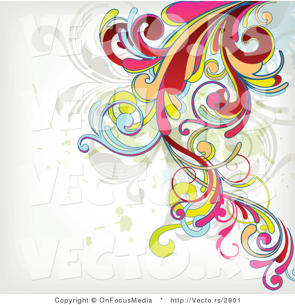 Vector of Flourish Vines Background Design over White Background Version 2