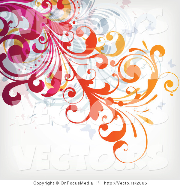 Vector of Flourish Vines over off White Background Design Version 4