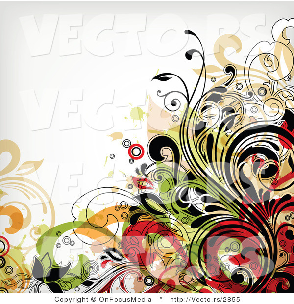 Vector of Flourish Vines with White Background Version 10