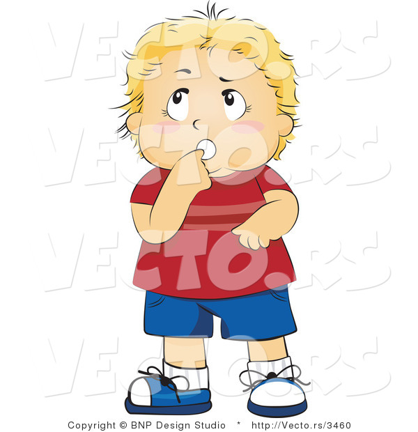 Vector of Forgetful Boy Thinking