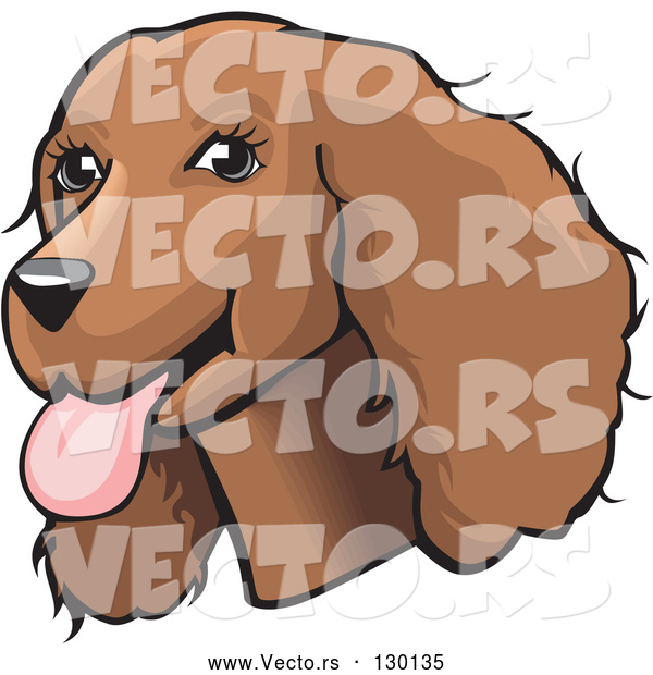 Vector of Friendly Brown Cocker Spaniel Dog with Its Tongue Hanging out of Its Mouth