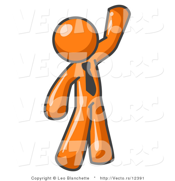 Vector of Friendly Orange Guy Greeting and Waving