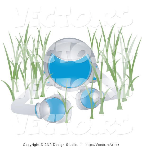 Vector of Futuristic Character Crawling in Grass