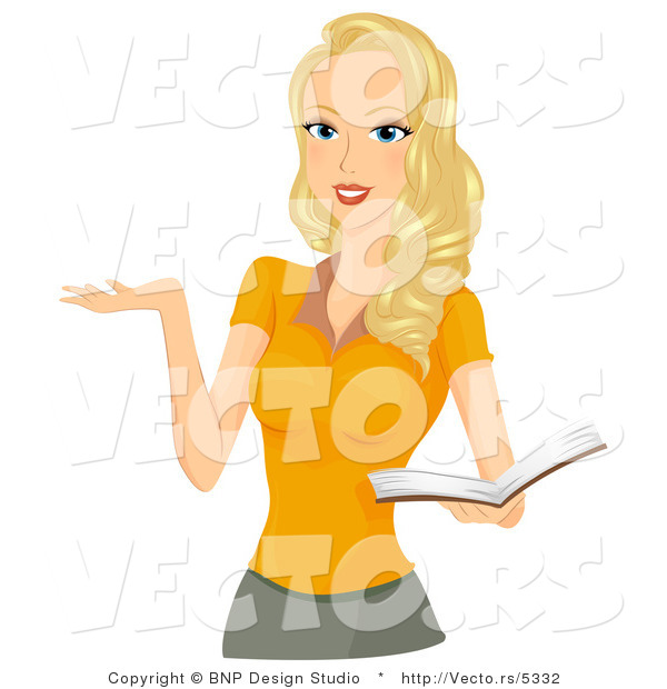 Vector of Girl Holding School Book While Gesturing