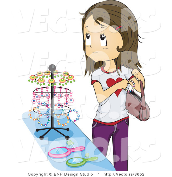 Vector of Girl Stealing Jewelry at a Store