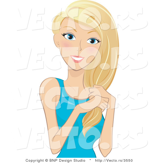 Vector of Girl Touching and Playing with Her Hair