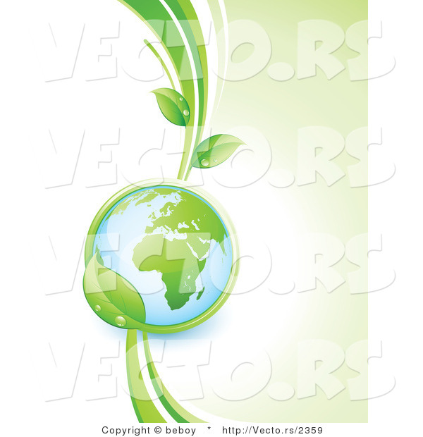 Vector of Globe in the Grasp of a Green Vine with African Continent FeaturedGlobe in the Grasp of a Green Vine with African Continent Featured