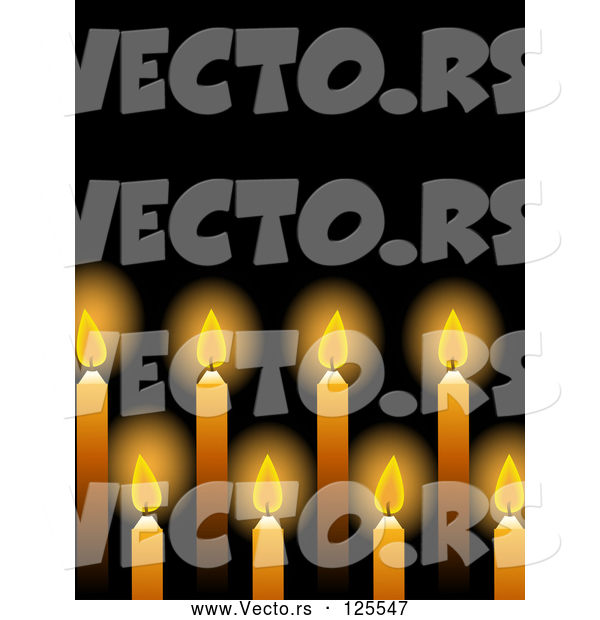 Vector of Glowing Yellow Candles over Black