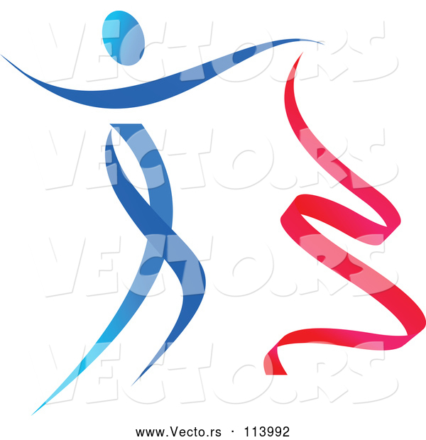 Vector of Gradient Blue and Red Ribbon Dancer in Action