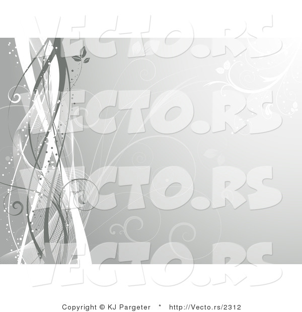 Vector of Gray Floral Vines with Mesh Waves - Background Design