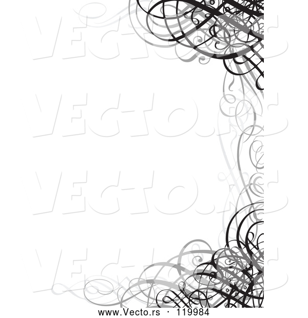Vector of Grayscale Ornate Swirl Wedding Invitation Border