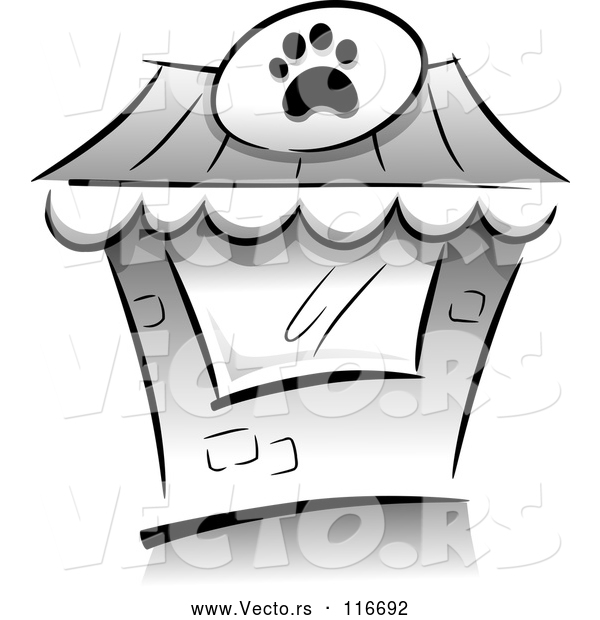 Vector of Grayscale Pet Shop Building