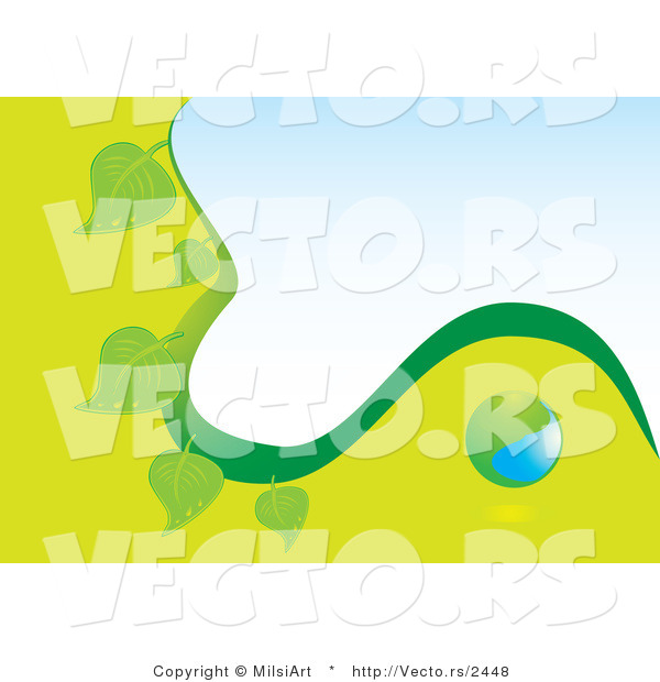 Vector of Green and Blue Globe and Leaf Eco Background - Version 1