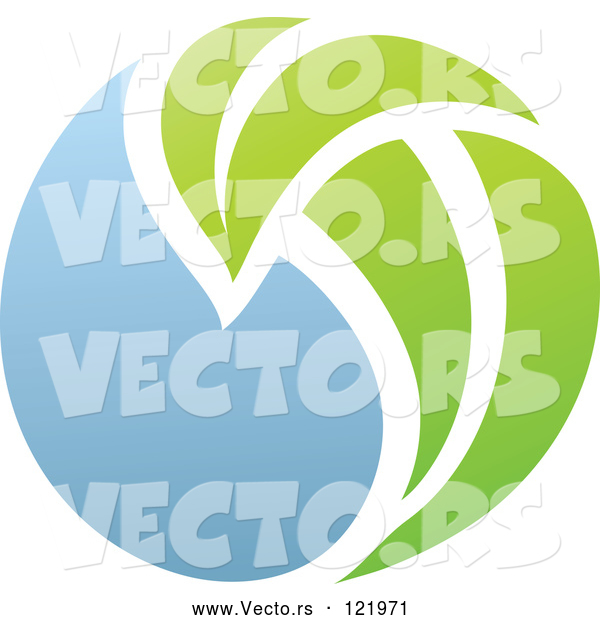 Vector of Green and Blue Natural Organic Sphere and Leaf 2
