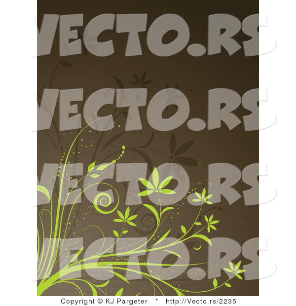 Vector of Green and Brown Vines over Dark Brown Background Design