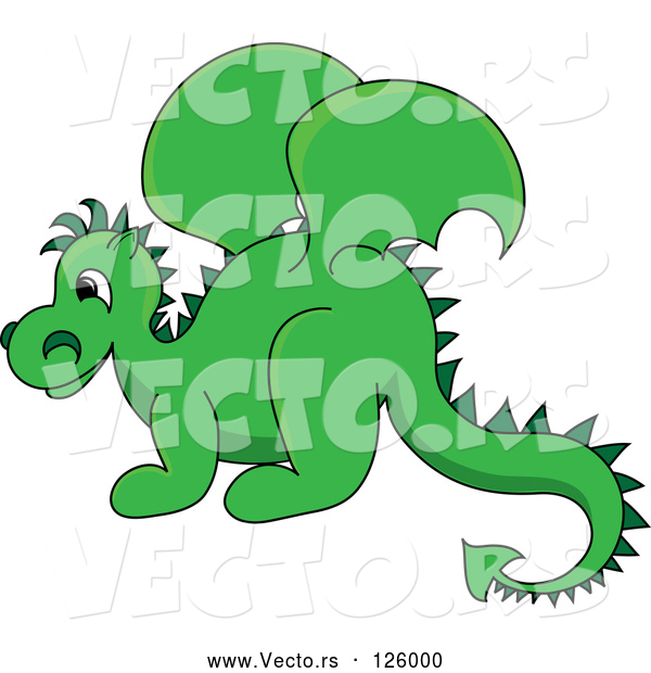 Vector of Green Baby Dragon in Profile