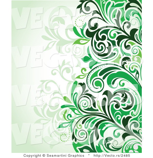 Vector of Green Floral Background Version 10