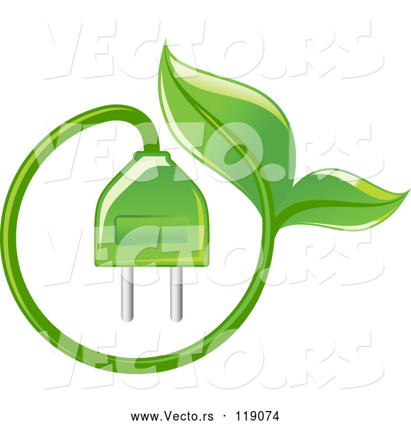 Vector of Green Leaf and Electrical Plug