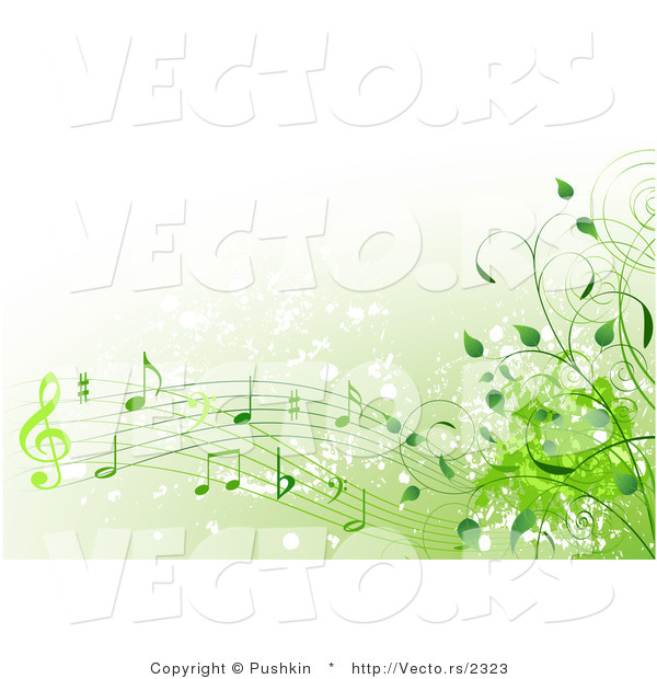 Vector of Green Music Notes with Vines - Background Design Element with Copyspace