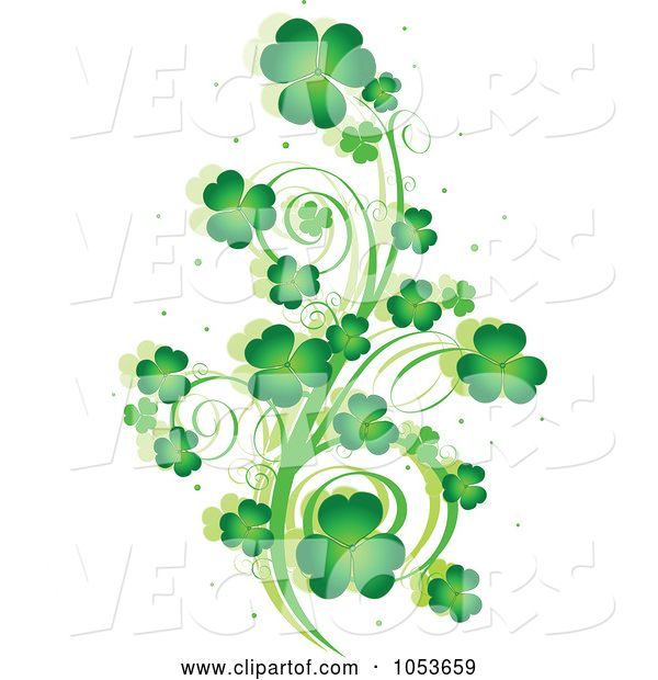 Vector of Green St Patricks Day Shamrock Vine Design Element