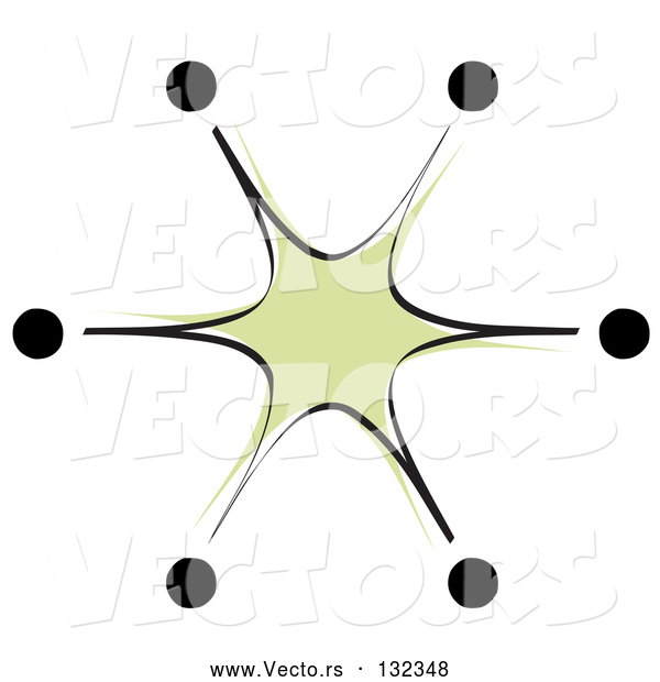 Vector of Green Star-burst with Black Tips