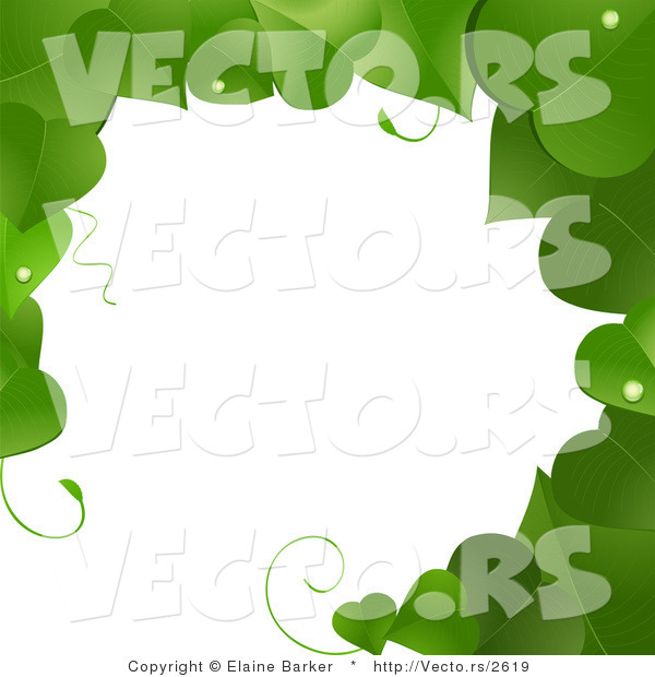 Vector of Green Vines Border Frame with Blank Copyspace Textarea