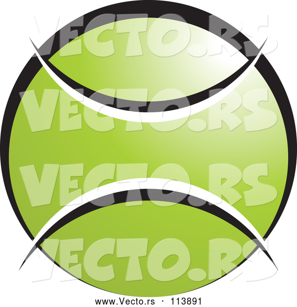 Vector of Green White and Black Tennis Ball with Blank Text Space