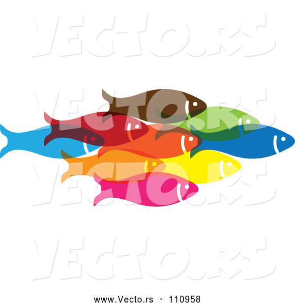 Vector of Group of Colorful Schooling Fish 3