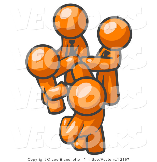 Vector of Group of Orange Guys Going in Together on a Deal