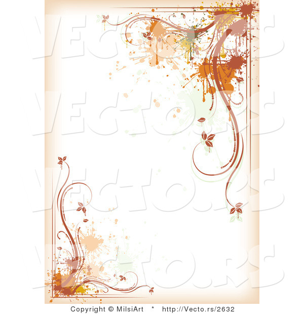 Vector of Grungy White Autumn Background Design with Splatters and Vines