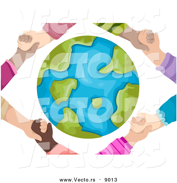 Vector of Hands Holding Around a Globe