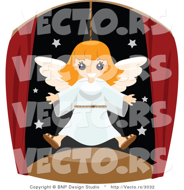 Vector of Happy Angel Girl Flying in a Theatre Play